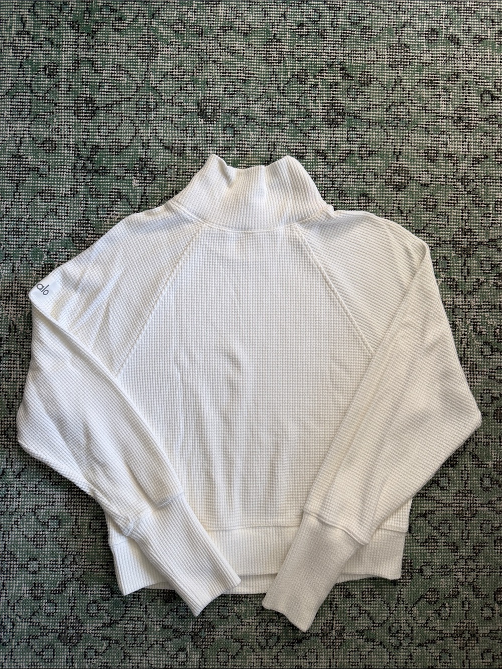 ALO Yoga White Waffle-Knit Turtleneck Sweater - Picture 3 of 4